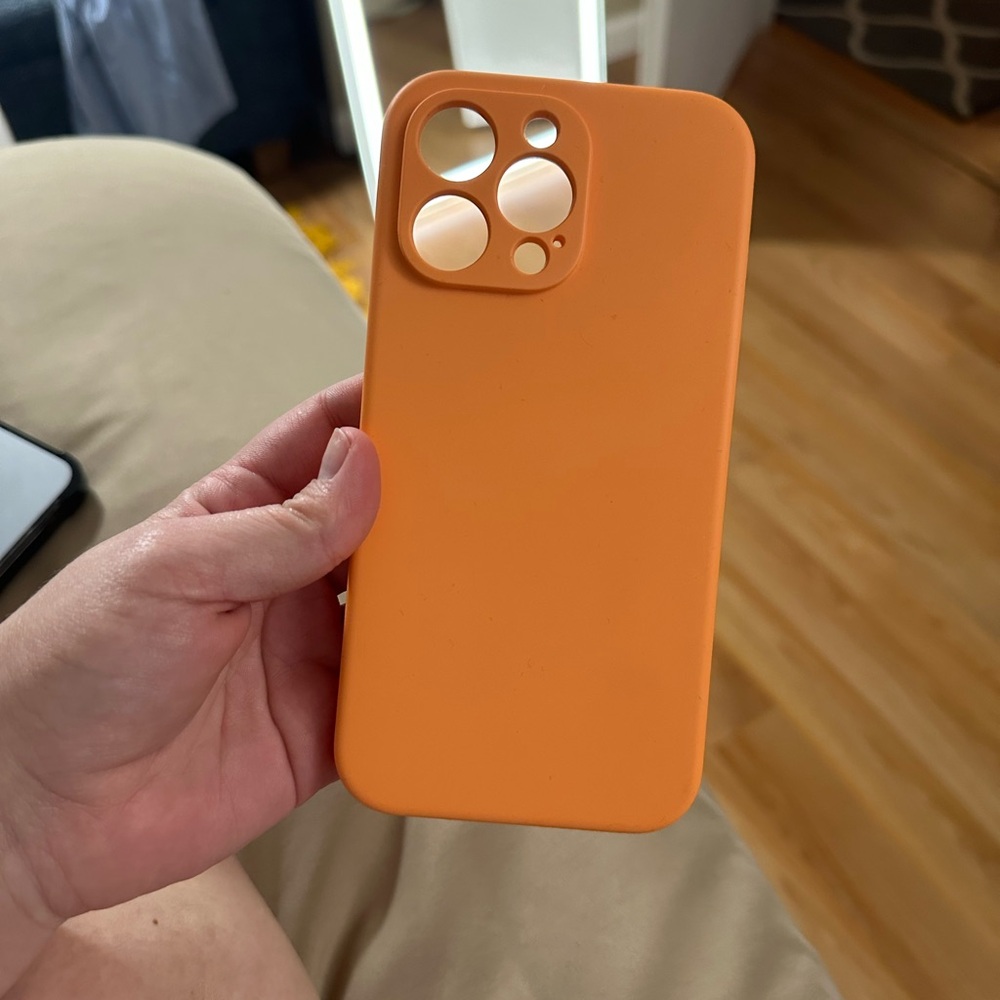 SURPHY iPhone 14 Pro Max case, liquid silicon phone case color “Marigold Orange”